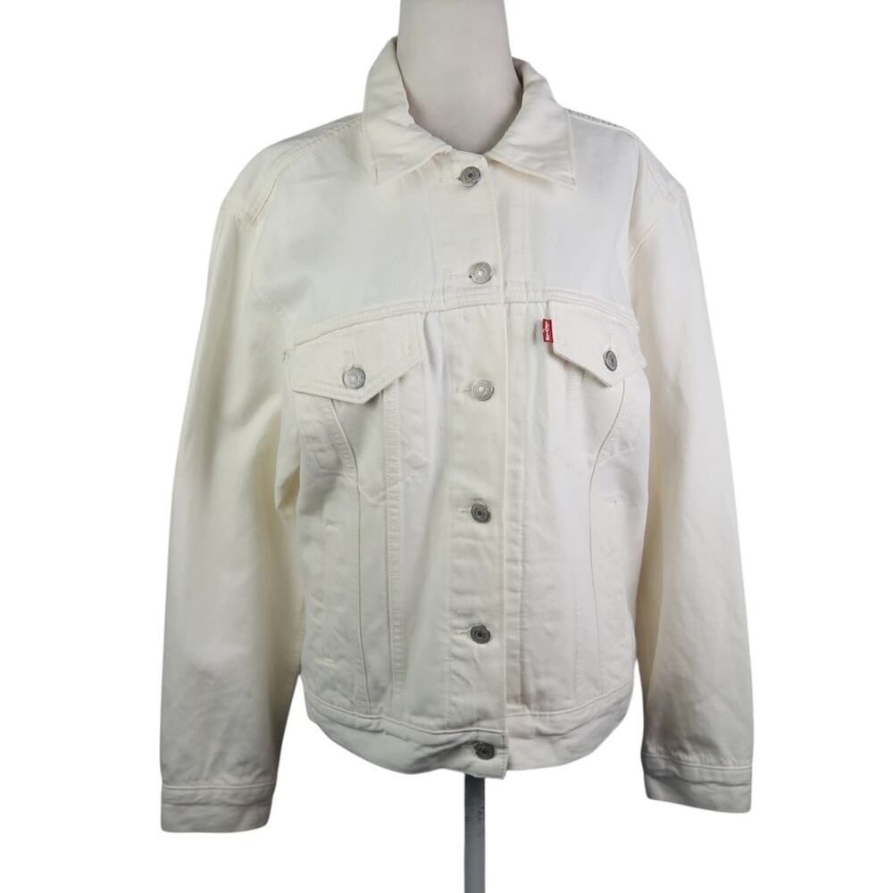 Levi's Premium Cream Cotton Denim Trucker Jean Jacket Womens M